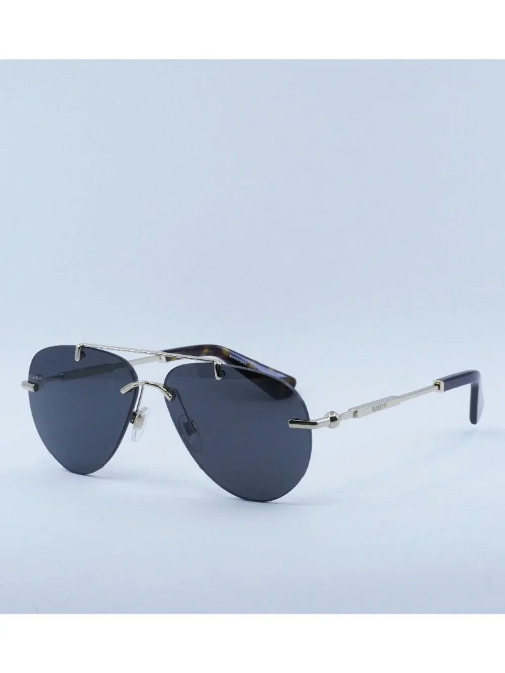 Burberry BE3151 110987 Aviator Sunglasses Gold Frame, Grey Lenses